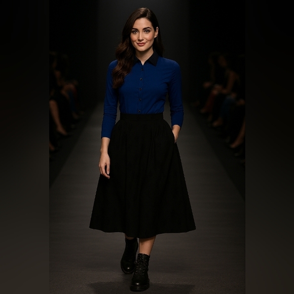 Wool Black Pleated Skirt Fully lined Pockets Vintage Sz 6 - Picture 11 of 15